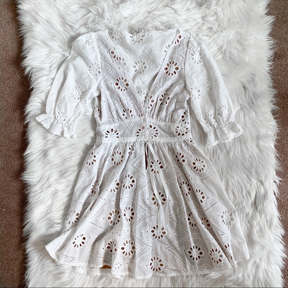 For love & lemons cotton white mini dress